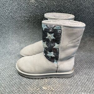 Ugg Classic Short Sequin Grey Boots Size 5 Women’s